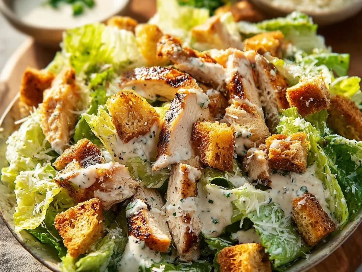 Simple Creamy Chicken Caesar Salad - Featured Image