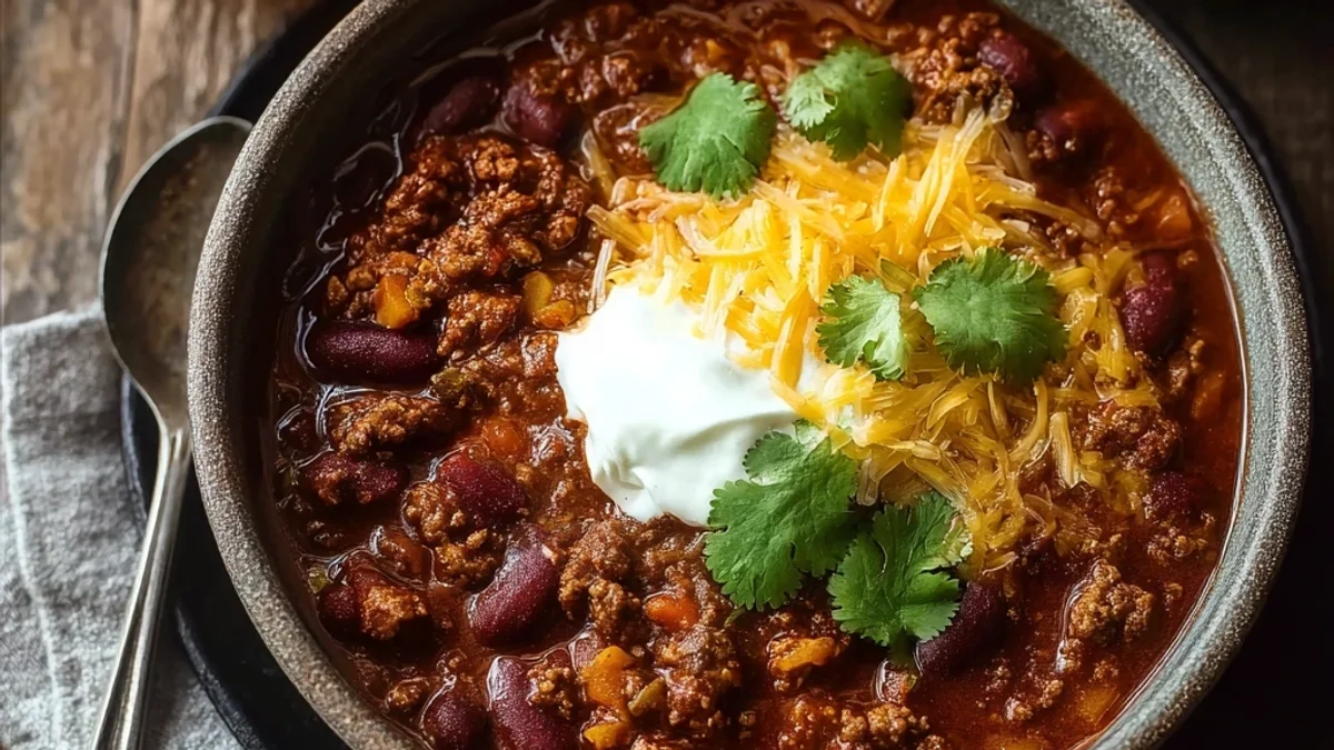 Simple Crockpot Chili with Ground Beef and Beans