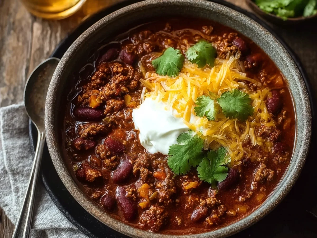 Simple Crockpot Chili with Ground Beef and Beans - Featured Image