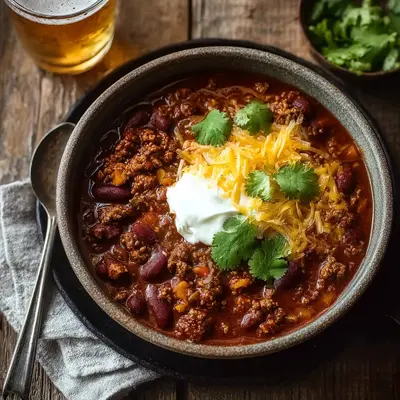 Simple Crockpot Chili with Ground Beef and Beans