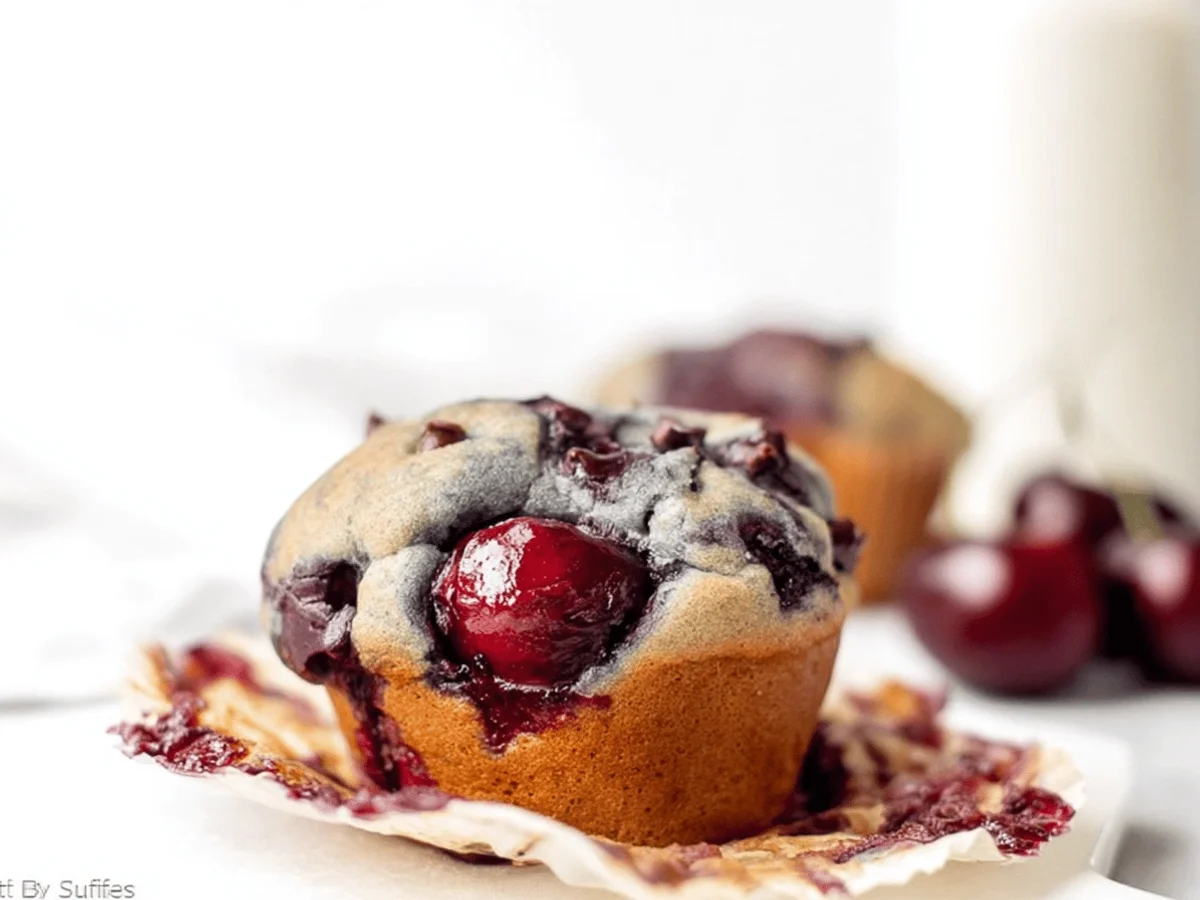 Small Batch Chocolate Cherry Muffins Recipe - Featured Image