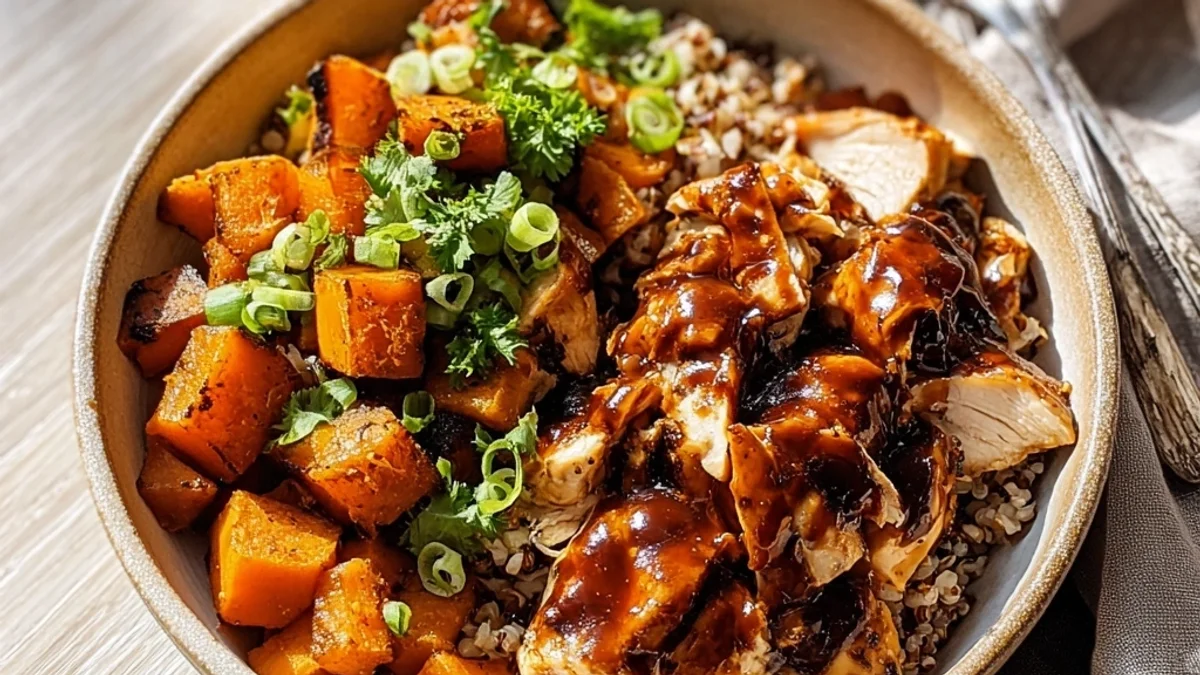 Smoky BBQ Chicken & Roasted Sweet Potato Bowls