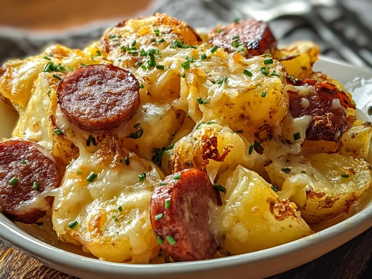 Smoky Cheesy Ranch Potatoes & Sausage Skillet - Featured Image
