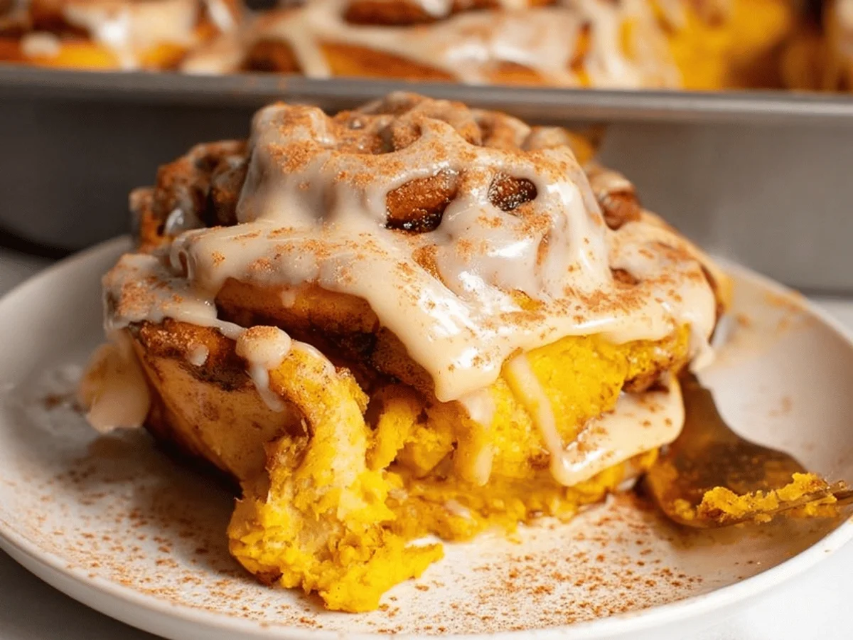 Soft and Fluffy Pumpkin Cinnamon Rolls Recipe - Featured Image