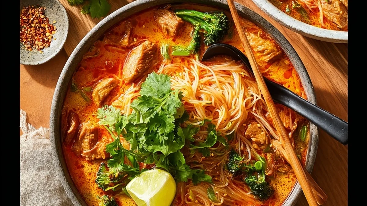 Spicy Authentic Thai Red Curry Noodle Soup Recipe