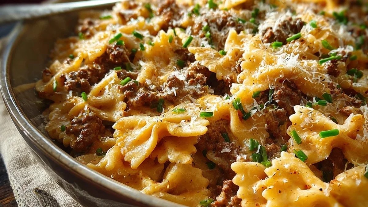 Spicy Cajun Cream Cheese Beef Alfredo Bowties