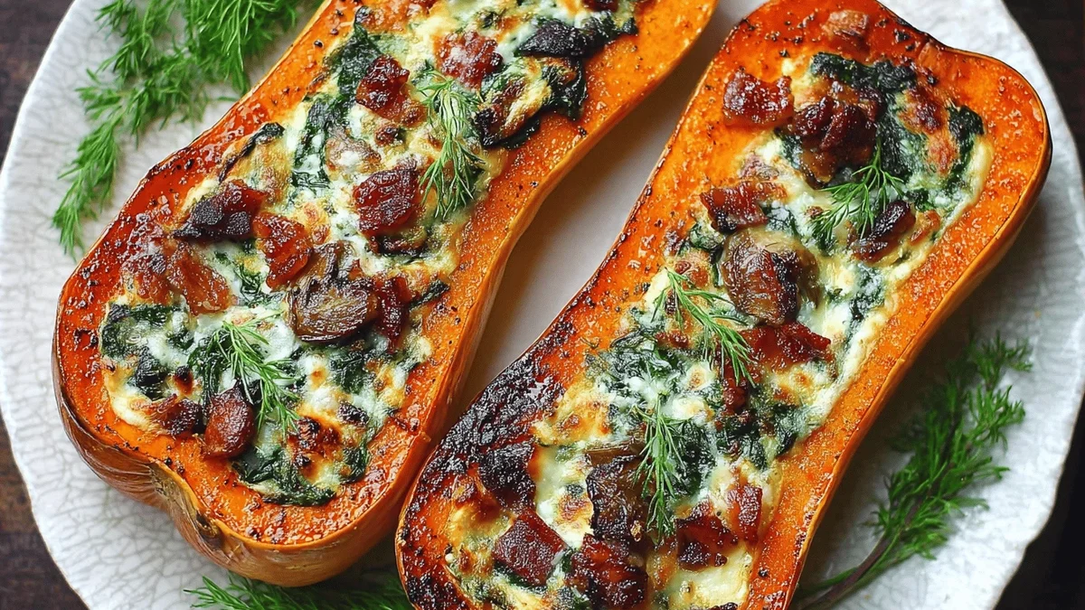 Stuffed Butternut Squash with Spinach