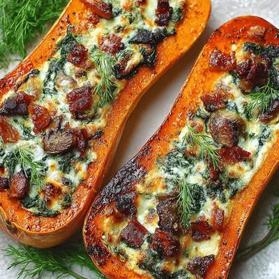 Stuffed Butternut Squash with Spinach