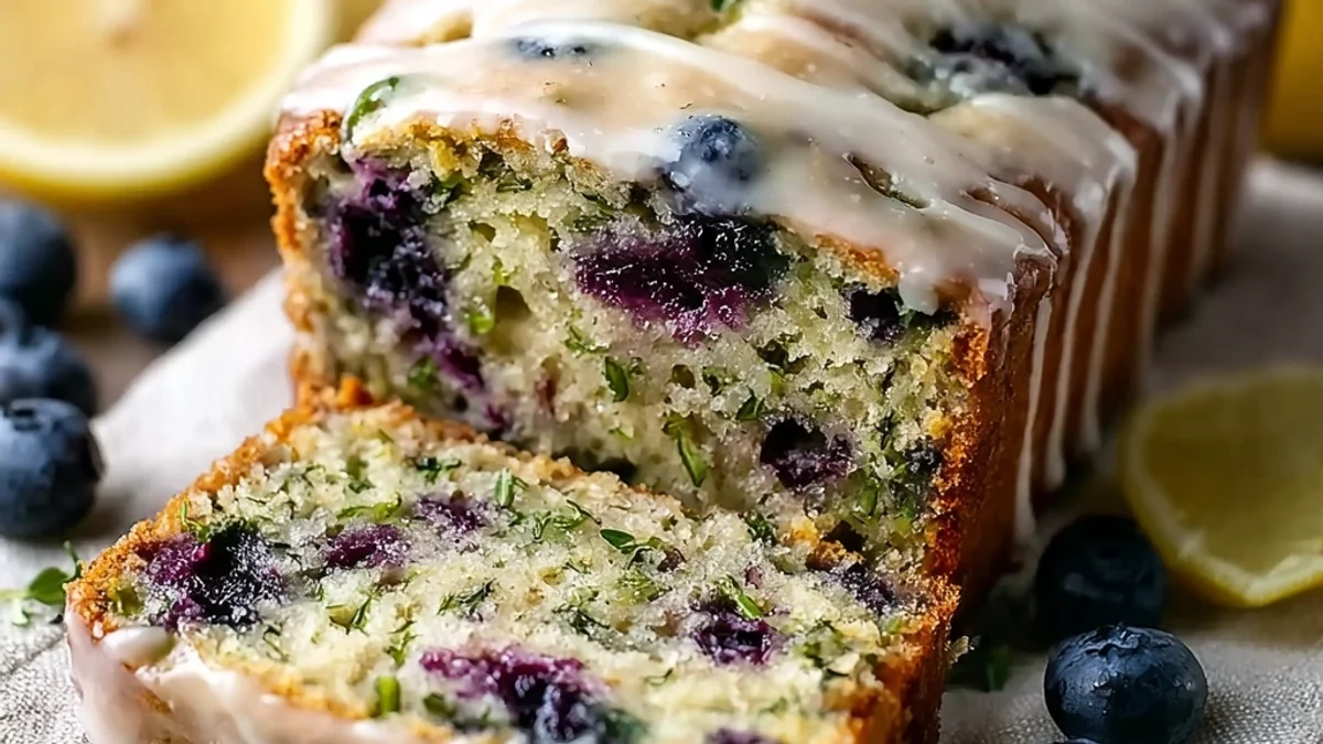 Tangy Blueberry Zucchini Bread with Zesty Lemon Glaze