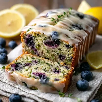 Tangy Blueberry Zucchini Bread with Zesty Lemon Glaze
