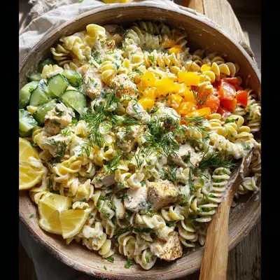 Tangy Chicken Pasta Salad with Zesty Lemon Herbs