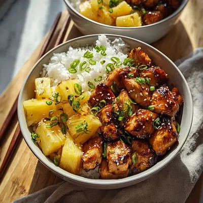 Tangy Teriyaki Chicken Pineapple Bowls