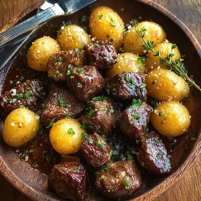 Tender Garlic Butter Beef Bites & Potatoes Skillet