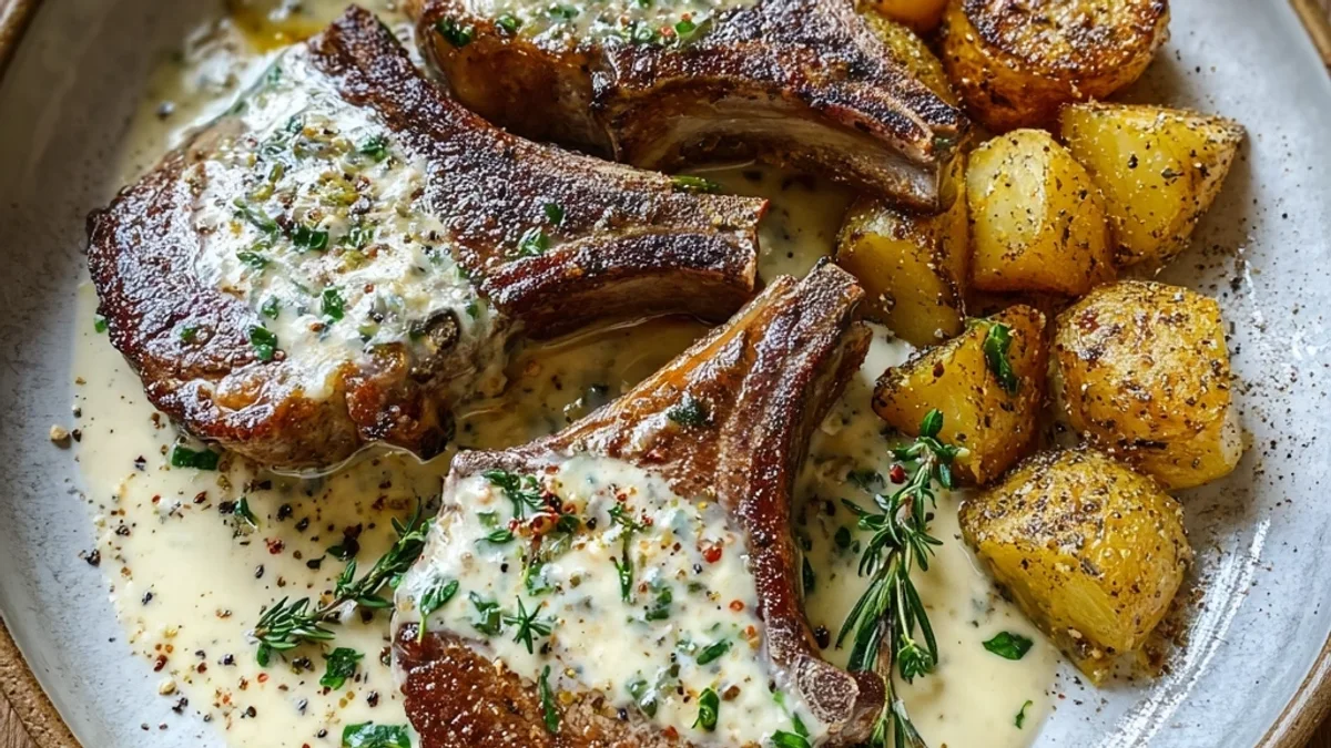 Tender Lamb Chops in Creamy Garlic Sauce