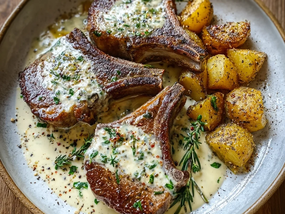 Tender Lamb Chops in Creamy Garlic Sauce - Featured Image