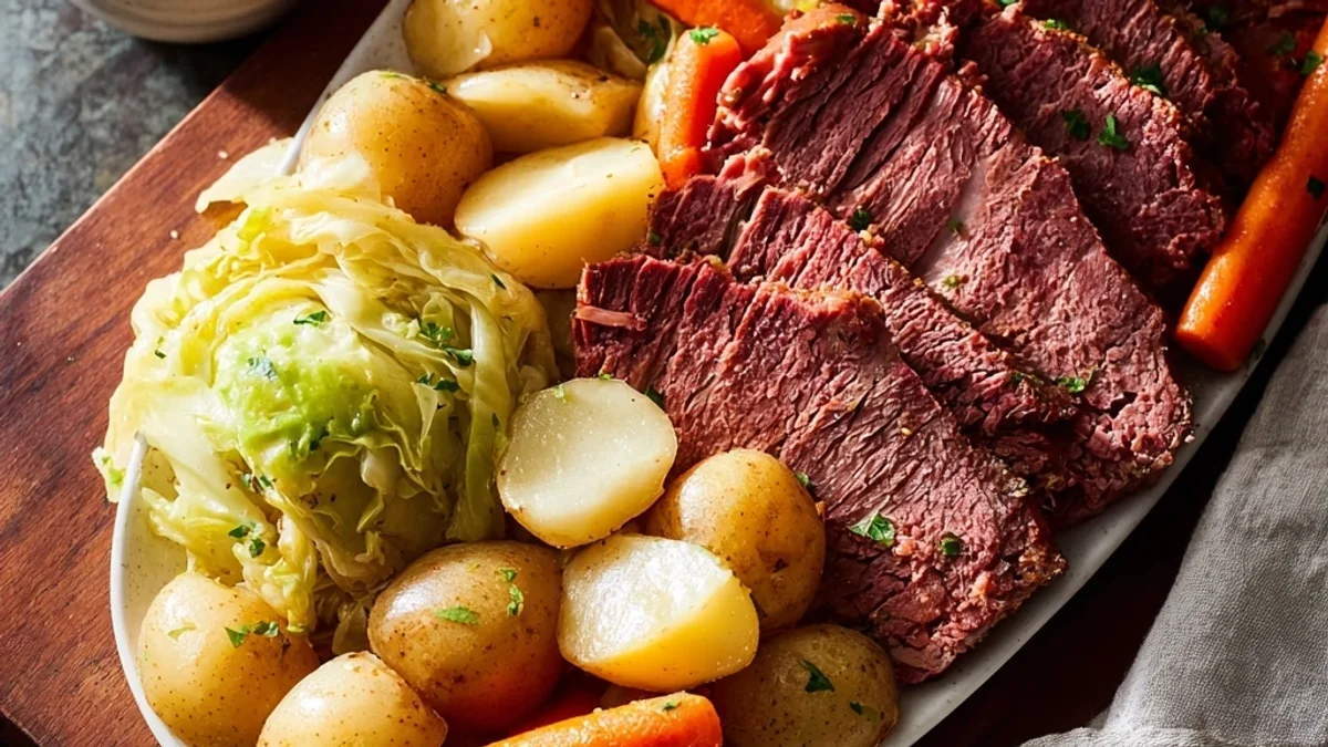 Tender Slow Cooker Corned Beef and Cabbage