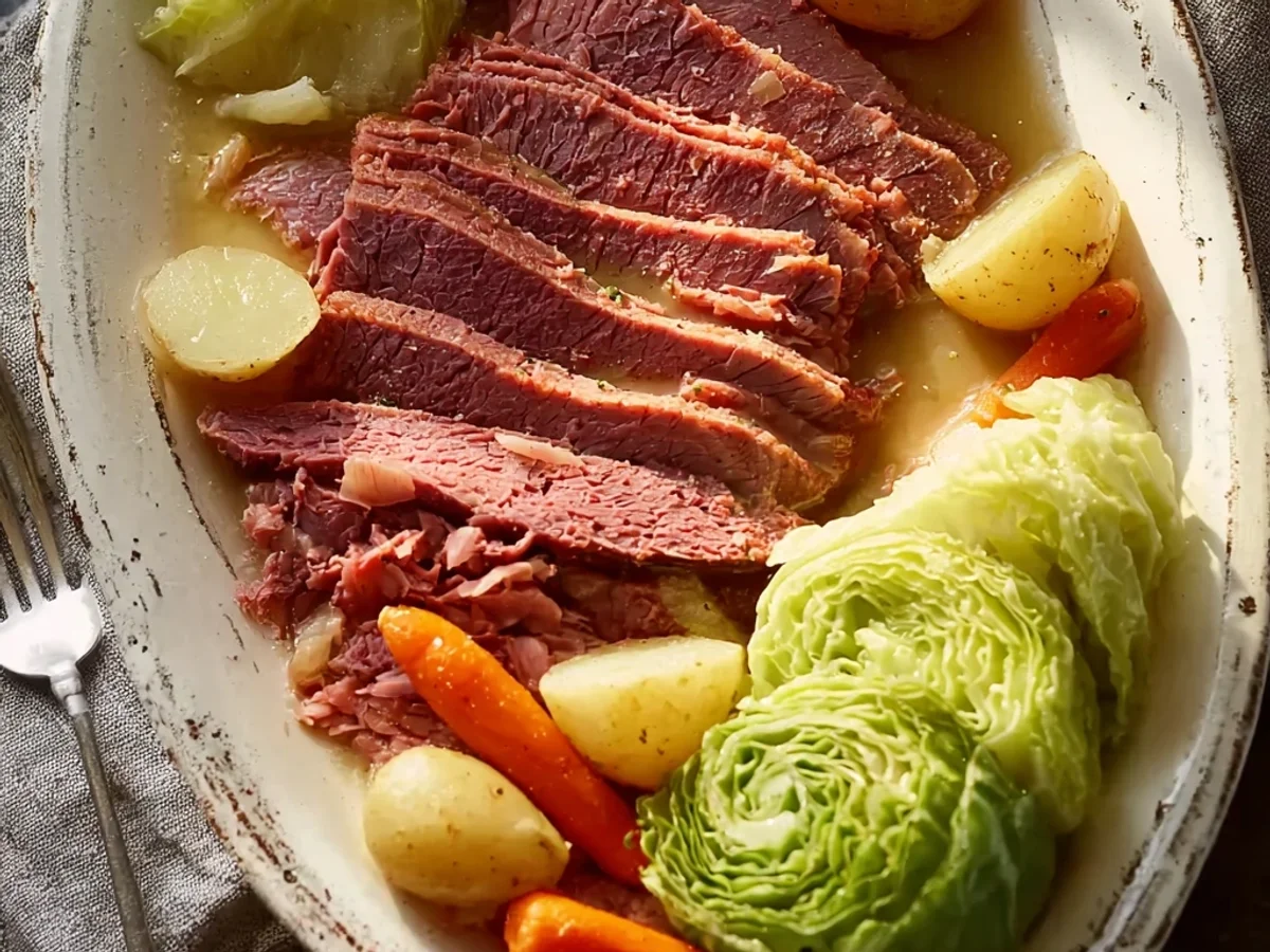Tender Slow Cooker Corned Beef with Cabbage - Featured Image