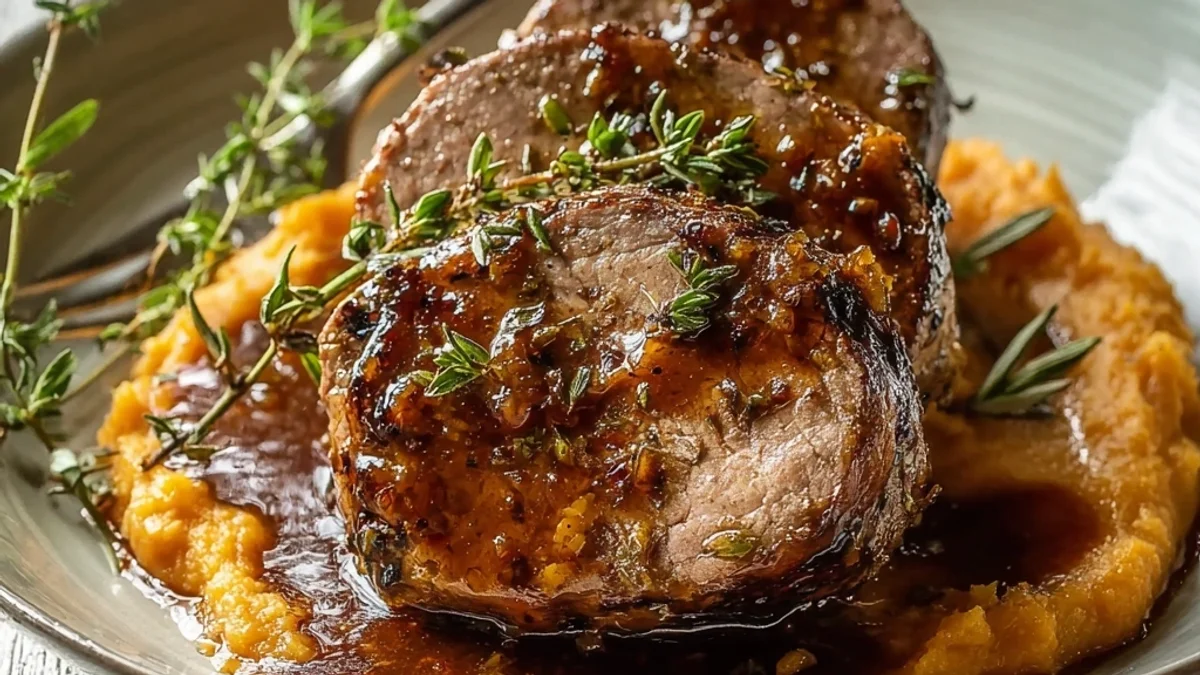 Tender Slow Cooker Lamb Tenderloin with Apple Butter