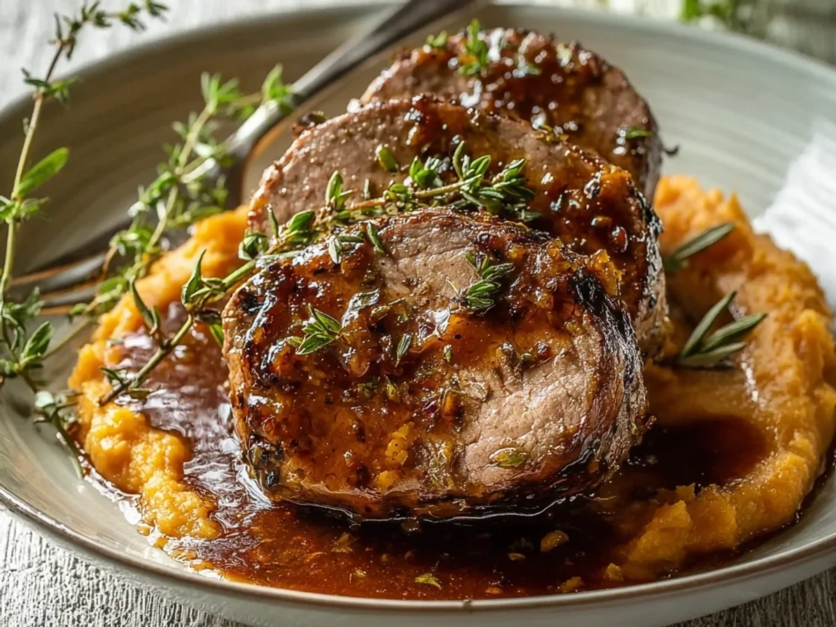 Tender Slow Cooker Lamb Tenderloin with Apple Butter - Featured Image