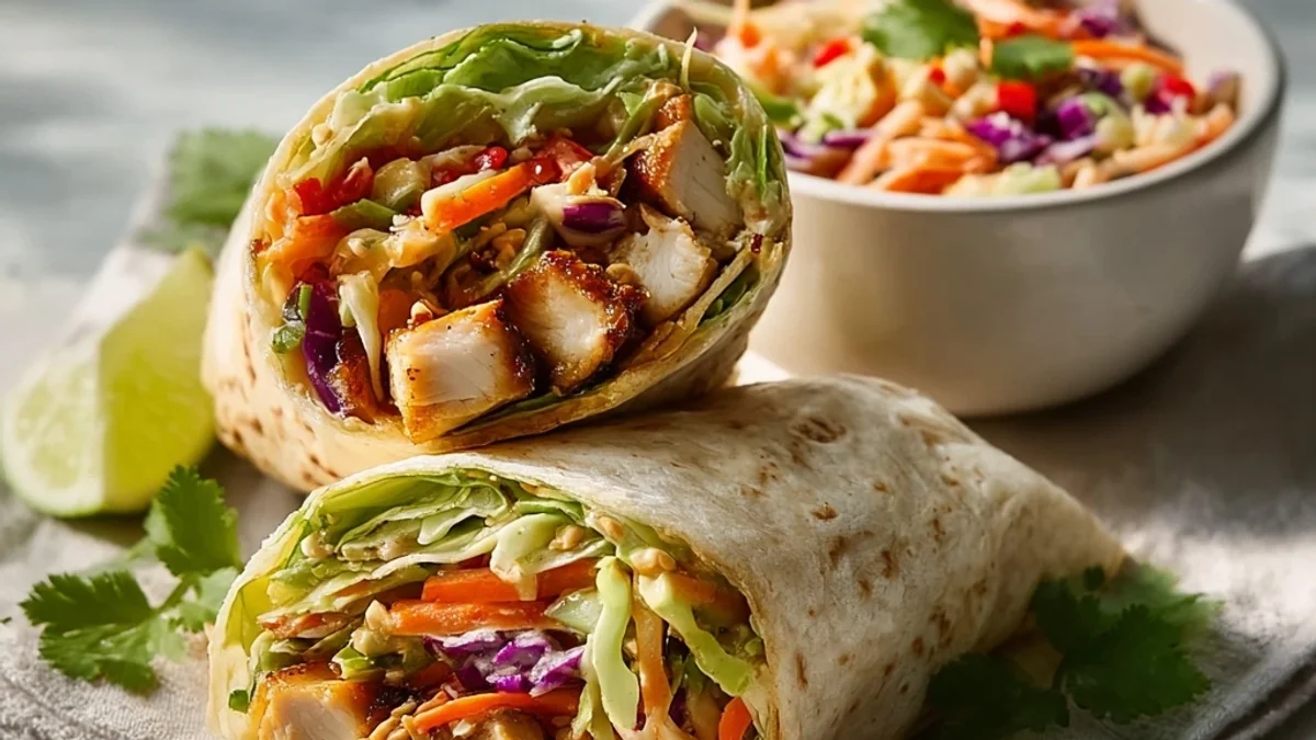 Thai Chicken Wrap with Crunchy Asian Slaw: Fresh Flavors