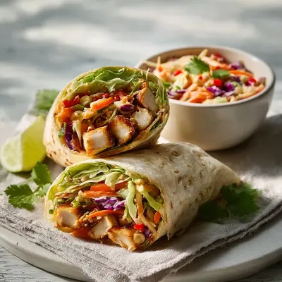Thai Chicken Wrap with Crunchy Asian Slaw: Fresh Flavors