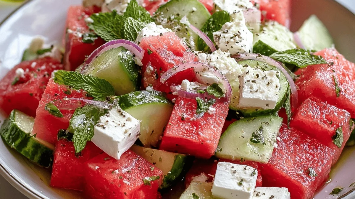 Watermelon Cucumber Feta Salad Recipe - Fresh & Vibrant